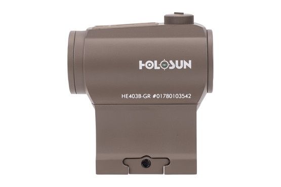 Holosun HE403B-GR Elite Green Dot Sight in FDE includes a low profile mount
